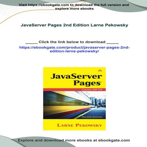 PDF JavaServer Pages 2nd Edition Larne Pekowsky download