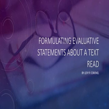 Reading & Writing Evaluative Statements | PPTX