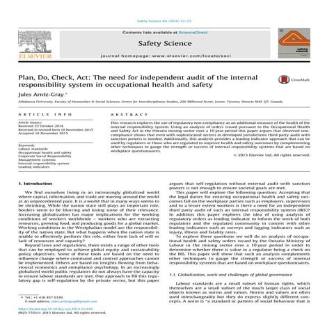 Plan, Do, Check, Act - Safety Science