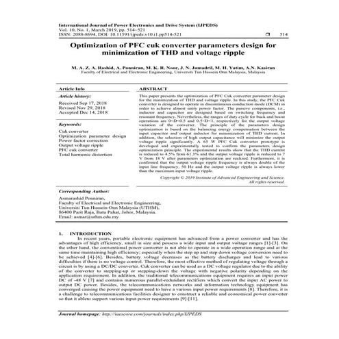Optimization of PFC cuk converter parameters design for minimization of THD a...