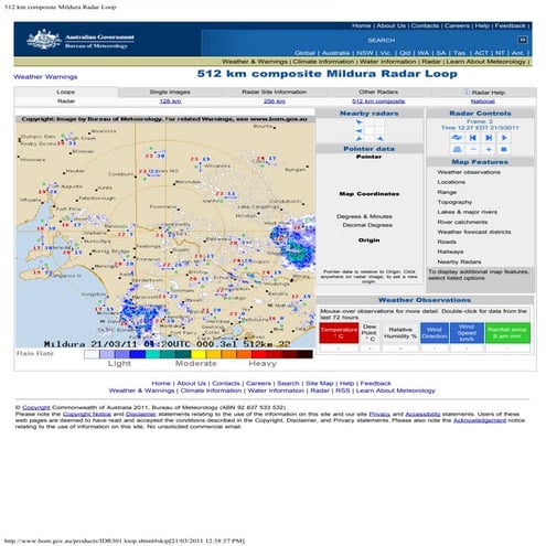 512 km composite melbourne radar loop 10.3.11 re rings melb 12.17edt | PDF