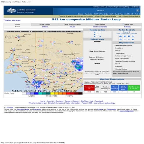 512 km composite mildura radar loop 21.3.11 12.37edt