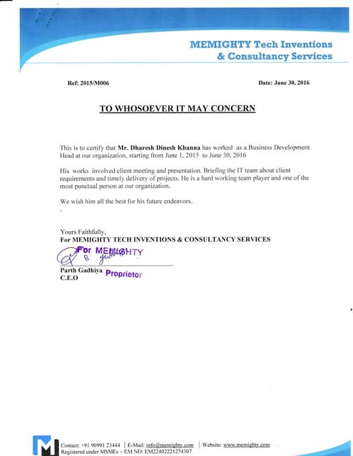Letter Of appreciation 1 (1) | PDF