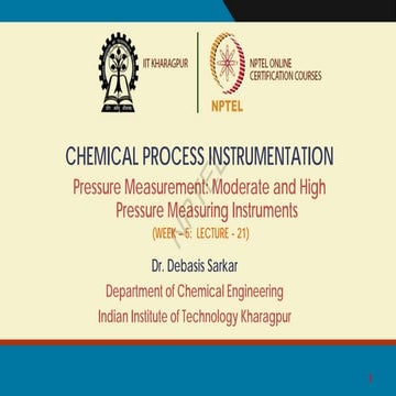 CHEMICAL PROCESS INSTRUMENTATION: Pressure Measurement