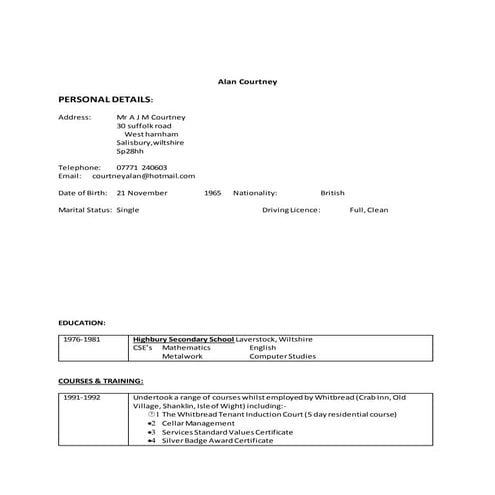 Alan Courtney CV | DOCX