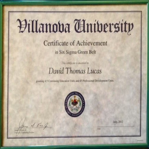 villanova certificate PDF