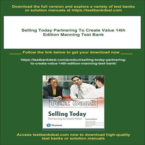 Selling Today Partnering To Create Value 14th Edition Manning Test Bank