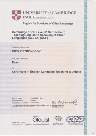 CELTA Certificate | PDF