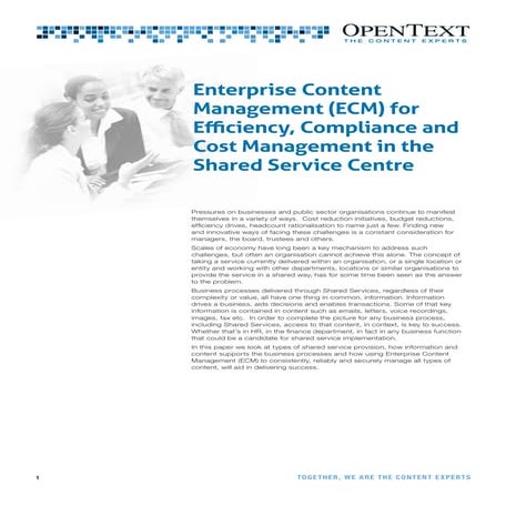 White Paper - Enterprise Content Management for Efficiency, Compliance and Co...