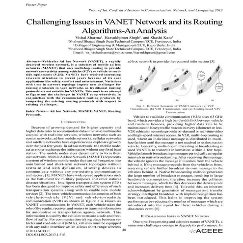 Challenging Issues in VANET Network and its Routing Algorithms-An Analysis