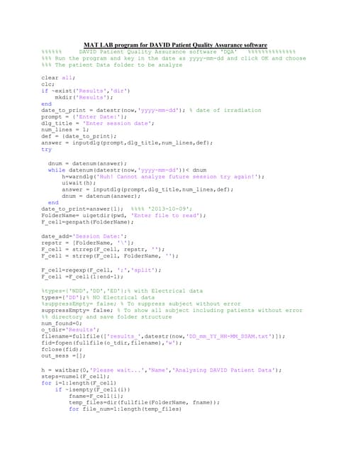 DAVID Patient Quality Assurance sof...