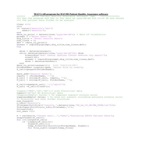 DAVID Patient Quality Assurance software