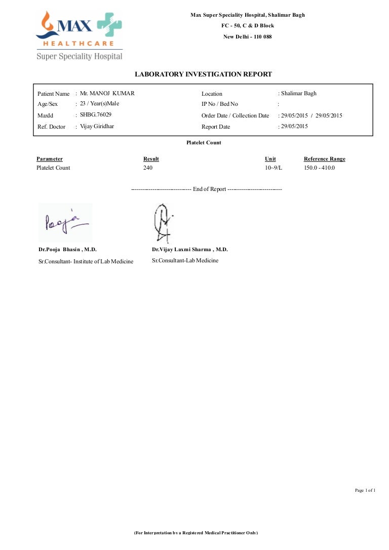 Max Hospital Shalimar Bagh Doctor's Prescription