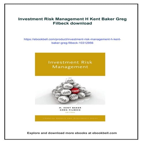 Investment Risk Management H Kent Baker Greg Filbeck