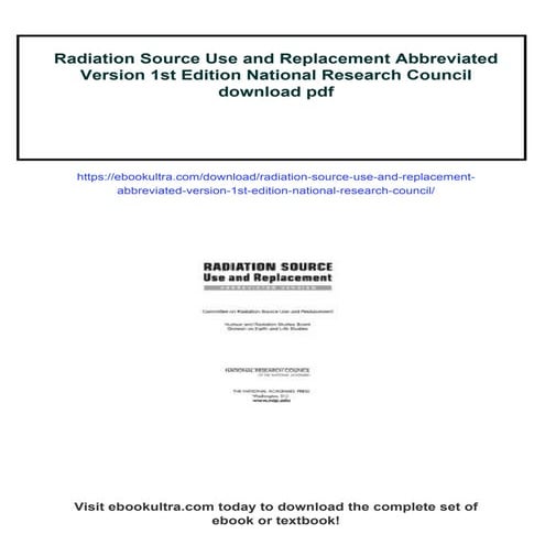 Radiation Source Use and Replacement Abbreviated Version 1st Edition ...