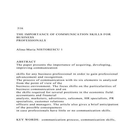 516THE IMPORTANCE OF COMMUNICATION SKILLS FOR BUSINESS .docx
