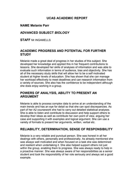 Reference Letter For Ucas