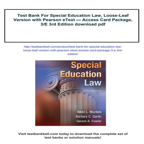 Test Bank For Special Education Law, Loose-Leaf Version with Pearson eText — Access Card Package, 3/E 3rd Edition