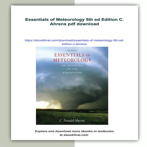 Essentials of Meteorology 5th ed Edition C. Ahrens