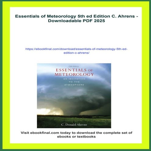 Essentials of Meteorology 5th ed Edition C. Ahrens