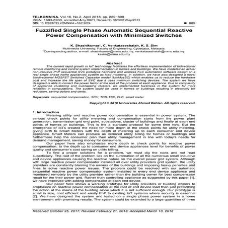 Fuzzified Single Phase Automatic Sequential Reactive Power Compensation with ...