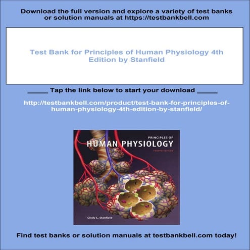 Test Bank for Principles of Human Physiology 4th Edition by Stanfield | PDF
