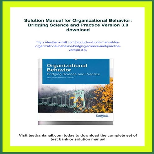 Solution Manual For Organizational Behavior Bridging Science And