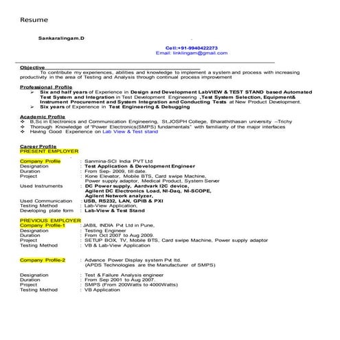 Labview & Test stand Development Engineer | DOCX
