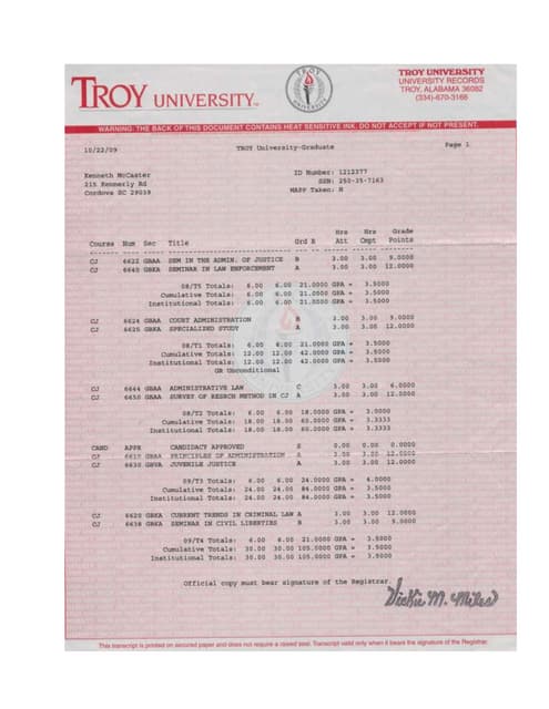 Official Transcript for GED