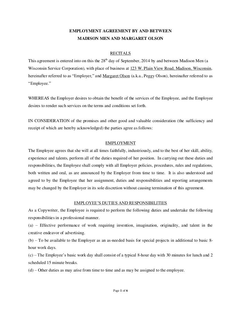 employment contract sample