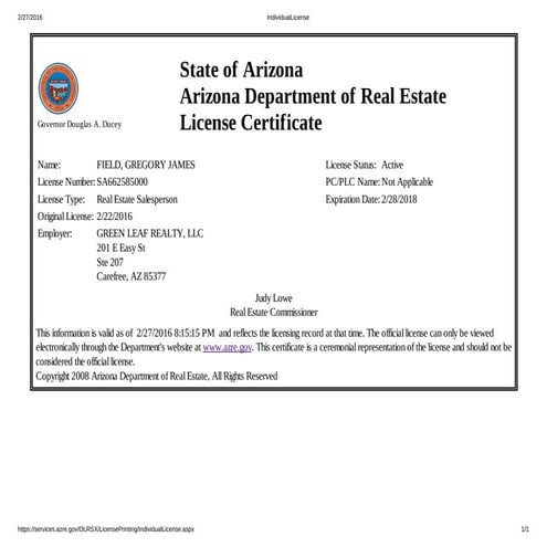 Greg Field Real Estate License | PPT