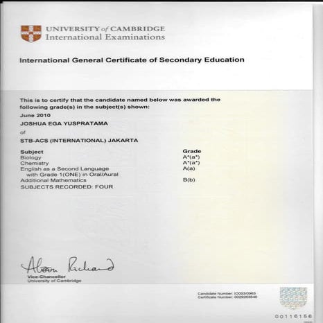 IGCSE Certificate