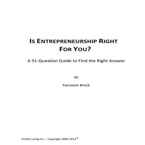 51 Questions to Ask to Find Out: Is Entrepreneurship Right for You? | PDF