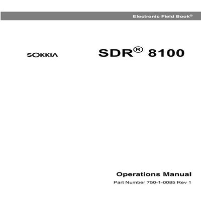 Sokkia sdr-8100 operations manual