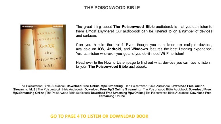 The Poisonwood Bible Free Books Online Free Audio Ebook