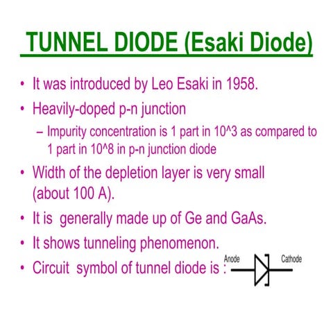 discussion on the specialdiodes--tunnel diode