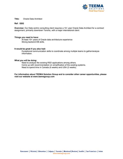 5202 - Oracle Data Architect