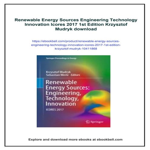Renewable Energy Sources Engineering Technology Innovation Icores 2017 ...