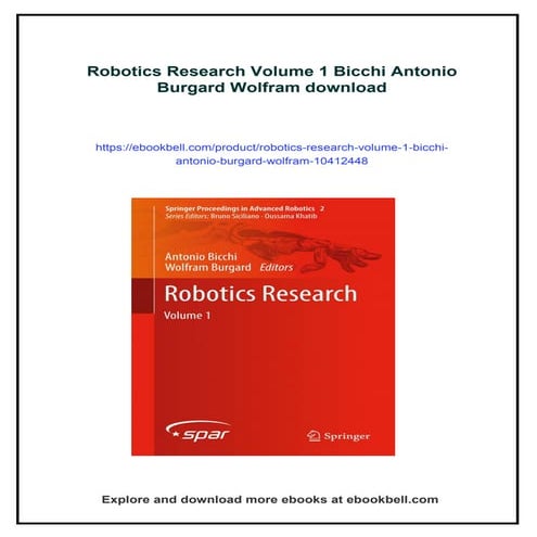 Robotics Research Volume 1 Bicchi Antonio Burgard Wolfram