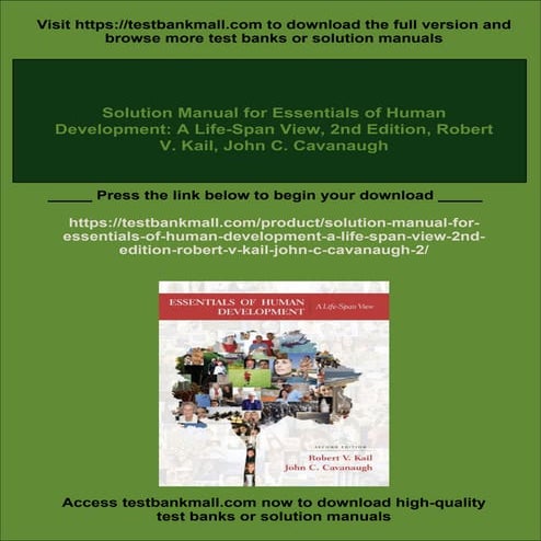 Solution Manual for Essentials of Human Development: A Life-Span View, 2nd Ed...