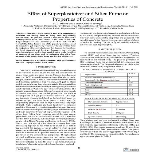 Effect of Superplasticizer and Silica Fume on Properties of Concrete