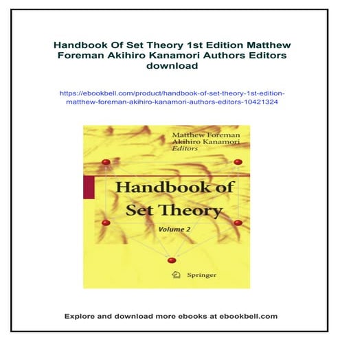 Handbook Of Set Theory 1st Edition Matthew Foreman Akihiro Kanamori Authors E...