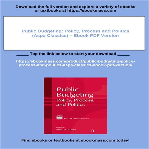 Public Budgeting: Policy, Process and Politics (Aspa Classics) – Ebook PDF Ve...