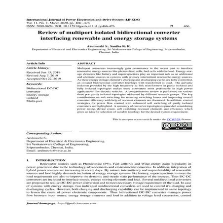 Review of multiport isolated bidirectional converter interfacing renewable an...