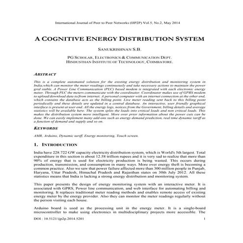 A COGNITIVE ENERGY DISTRIBUTION SYSTEM