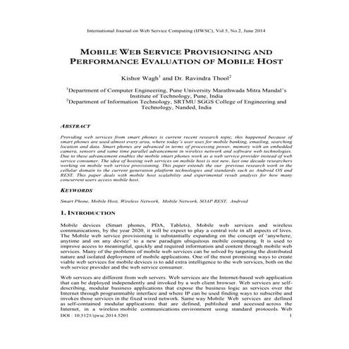 MOBILE WEB SERVICE PROVISIONING AND PERFORMANCE EVALUATION OF MOBILE ...