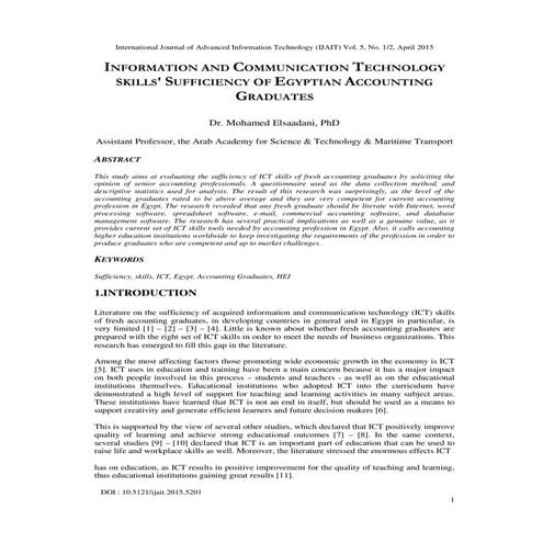INFORMATION  AND COMMUNICATION TECHNOLOGY SKILLS ' SUFFICIENCY  OF  EGYPTIAN ...
