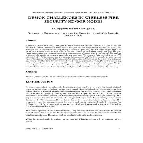 Title: DESIGN CHALLENGES IN WIRELESS FIRE SECURITY SENSOR NODES