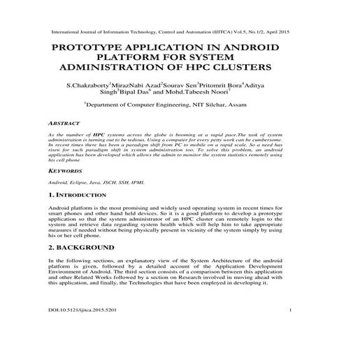 PROTOTYPE APPLICATION IN ANDROID PLATFORM FOR SYSTEM ADMINISTRATION OF HPC CL...