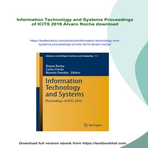 Information Technology and Systems Proceedings of ICITS 2019 Álvaro Rocha